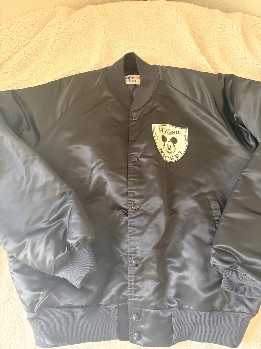 Classic Mickey Black Satin Bomber Jacket - Unbranded